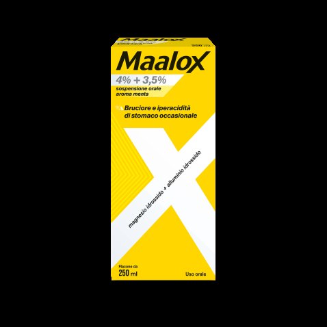 MAALOX*orale sosp 250 ml 4% + 3,5% aroma menta MAALOX*orale sosp 250 ml 4% + 3,5% aroma menta