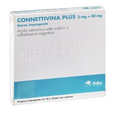 CONNETTIVINA PLUS*10 garze 2 mg + 40 mg 10 cm x 10 cm CONNETTIVINA PLUS*10 garze 2 mg + 40 mg 10 cm x 10 cm