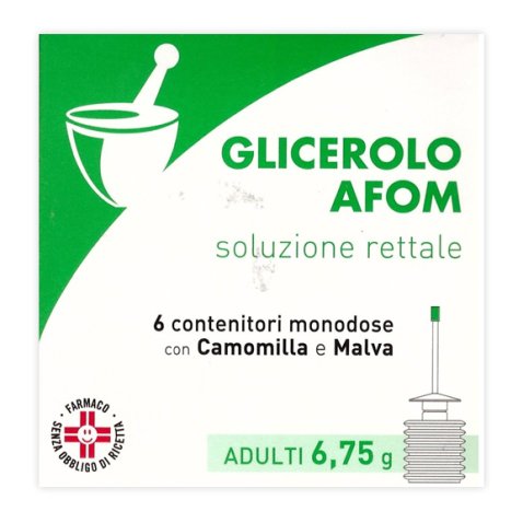 GLICEROLO (AFOM)*AD 6 contenitori monodose 6,75 g soluz rettcon camomilla e malva GLICEROLO (AFOM)*AD 6 contenitori monodose 6,75 g soluz rettcon camomilla e malva