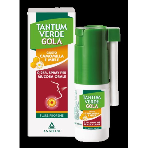 TANTUM VERDE GOLA*spray mucosa orale 15 ml 0,25% gusto camomilla e miele TANTUM VERDE GOLA*spray mucosa orale 15 ml 0,25% gusto camomilla e miele