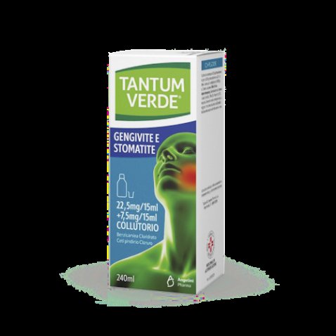 TANTUM VERDE GENGIVITE E STOMATITE*collutorio 240 ml 22,5 mg/15 ml + 7,5 mg/15 ml