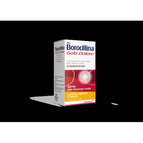 NEOBOROCILLINA GOLA DOLORE*1 flaconcino spray mucosa orale 15 ml 0,25% limone e miele NEOBOROCILLINA GOLA DOLORE*1 flaconcino spray mucosa orale 15 ml 0,25% limone e miele