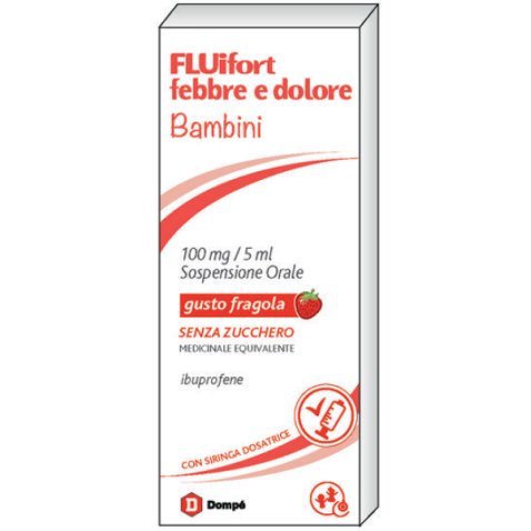 FLUIFORT FEBBRE E DOLORE*BB orale sosp 150 ml 100 mg/5 ml gusto fragola senza zucchero