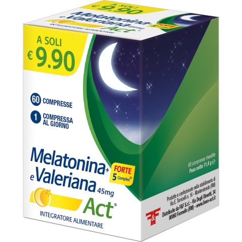 MELATONINA+FORTE 5 COMPLEX E VALERIANA ACT 60 COMPRESSE MELATONINA+FORTE 5 COMPLEX E VALERIANA ACT 60 COMPRESSE