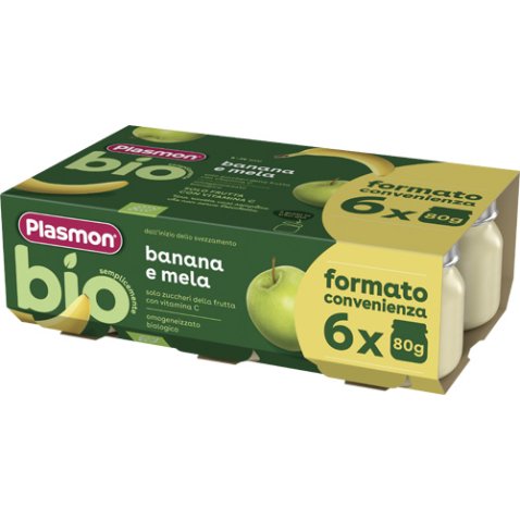 PLASMON BIO OMOGENEIZZATO BANANA E MELA 6 PEZZI DA 80 G