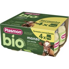 PLASMON BIO OMOGENEIZZATO MANZO E CAROTE 4 PEZZI DA 80 G