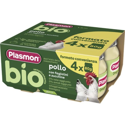 PLASMON BIO OMOGENEIZZATO POLLO FAGIOLINI E ZUCCHINE 4 PEZZIDA 80 G