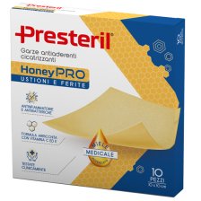 GARZA ANTIADERENTE CICATRIZZANTE PRESTERIL HONEYPRO 10X10 CM10 PEZZI