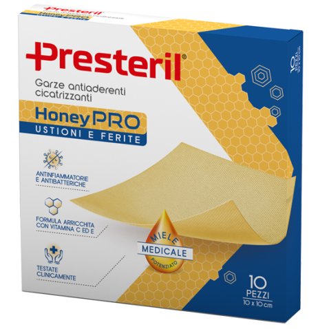 GARZA ANTIADERENTE CICATRIZZANTE PRESTERIL HONEYPRO 10X10 CM10 PEZZI