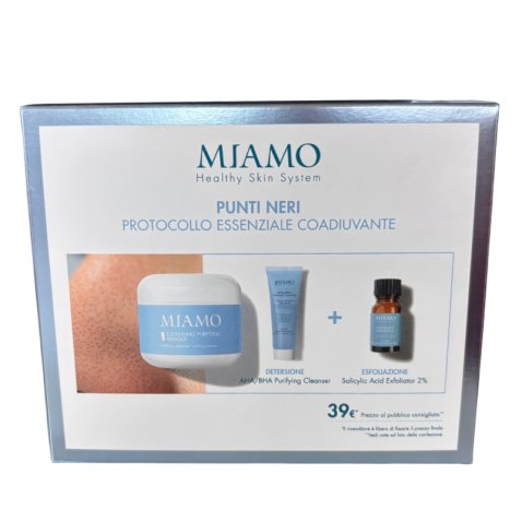 MIAMO 3 CVS 25 COFANETTO PUNTI NERI CLEANSING PURIFYING MASQUE + AHA/BHA PURIFYING CLEANSER + SALICYLIC ACID EXFOLIATOR2% 10 ML