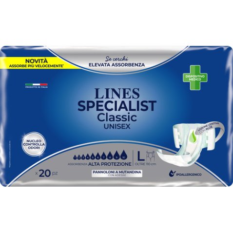 PANNOLONE A MUTANDA LINES SPECIALIST CLASSIC ALTA PROTEZIONEMG 20 PEZZI