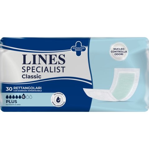 PANNOLONE LINES SPECIALIST CLASSIC RETTANGOLARE CON BARRIERA30 PEZZI