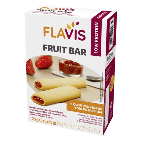 FLAVIS FRUIT BAR BARRETTA APROTEICA CON RIPIENO DI FRAGOLA 5PEZZI DA 25 G