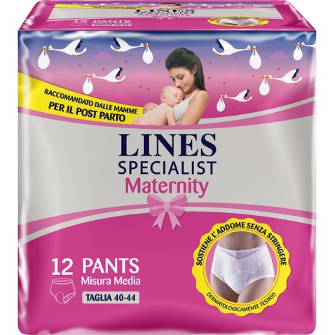 LINES SPECIALIST MATERNITY MUTANDINA ASSORBENTE PER PERDITEPOST PARTO MISURA MEDIUM 12 PEZZI