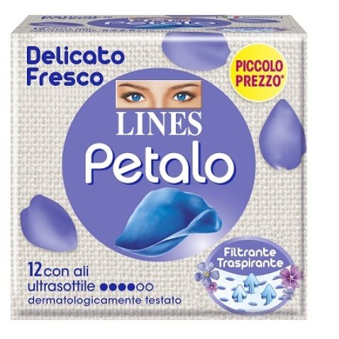 LINES PETALO BLU ASSORBENTE CON ALI 12 PEZZI LINES PETALO BLU ASSORBENTE CON ALI 12 PEZZI