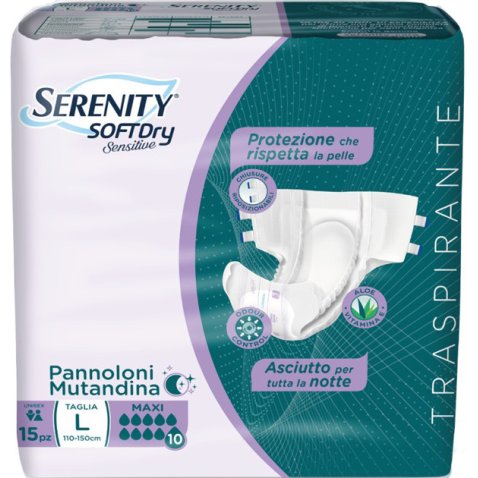 PANNOLONE MUTANDINA SERENITY SD SENSITIVE MAXI L 15 PEZZI PANNOLONE MUTANDINA SERENITY SD SENSITIVE MAXI L 15 PEZZI