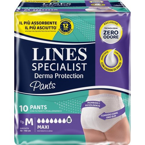 PANNOLONE PER INCONTINENZA LINES SPECIALIST DERMA PANTS MAXIM 10 PEZZI