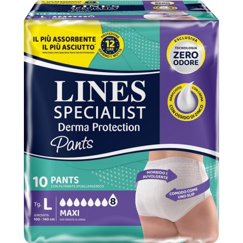 PANNOLONE PER INCONTINENZA LINES SPECIALIST DERMA PANTS MAXIL 10 PEZZI