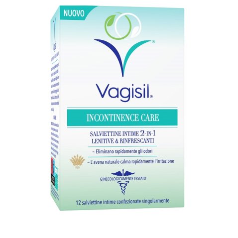 VAGISIL INCONTINENCE CARE SALVIETTINE INTIME 2IN1 LENITIVE &RINFRESCANTI 12 PEZZI