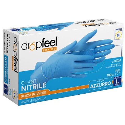 GUANTO IN NITRILE DROPFEEL SENZA POLVERE AZZURRO TAGLIA L 100 PEZZI